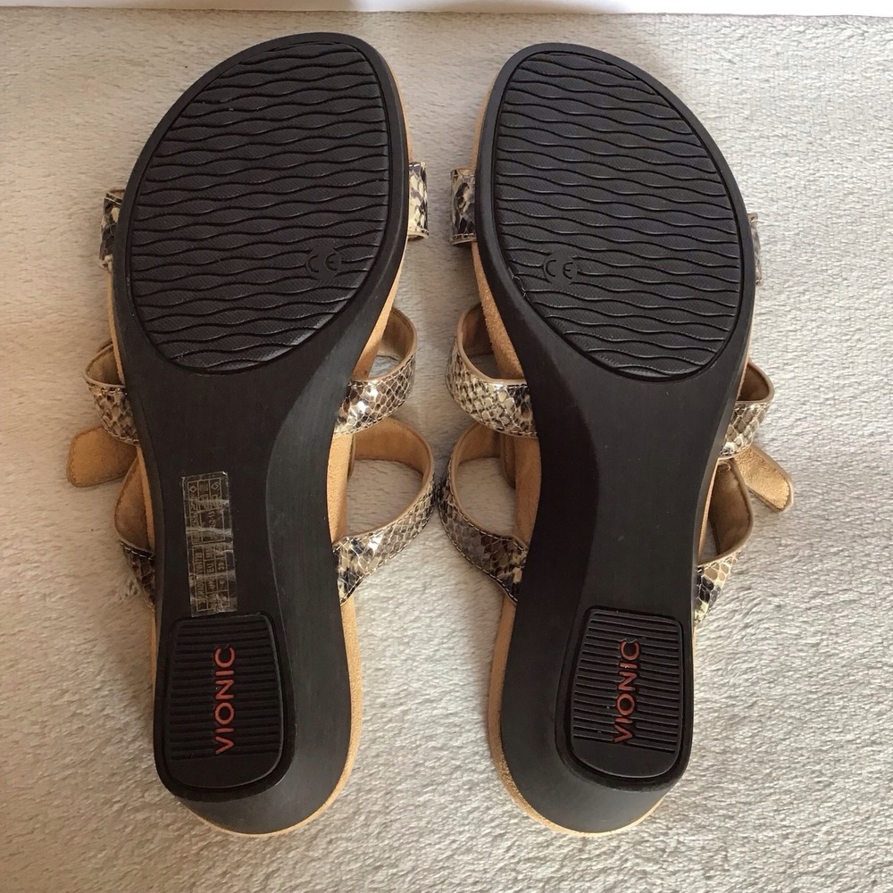 VIONIC Orthaheel PARK RADIA Strap Wedge Sandals * Natural Snake 🌺 Size 8 - Picture 7 of 11
